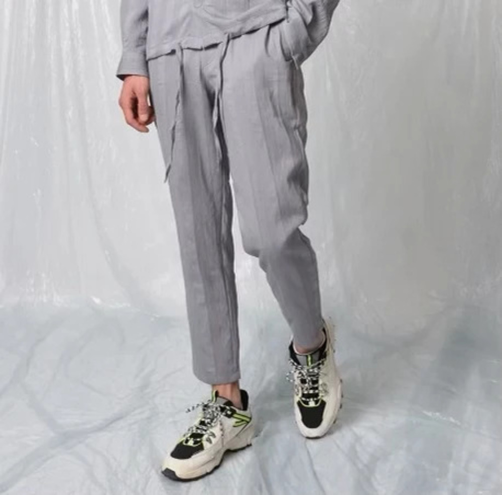 Antioch Light Grey Tonal Stripe Relaxed Fit Drawstring Pant/4688